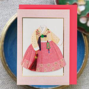 아트박스/프롬앤투 노랑자수 한복카드 FT216-11