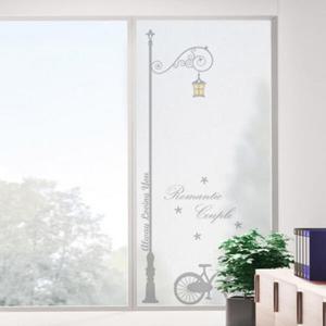 아트박스/꾸밈 pg063_m-무점착유리시트_로맨틱커플자전거_유리문