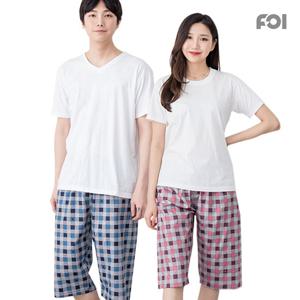 포이 특면 8부 크라운 커플파자마/잠옷/홈웨어/면파자마