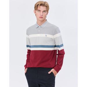 [TAG가 169000원]헤지스 남성 24FW 반값세일스테디셀러 레드 스트라이프배색 면 긴팔카라티셔츠 WHTS4C332R2