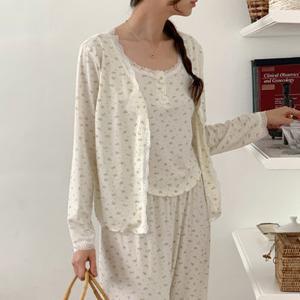 로맨틱 잔꽃 파자마 3피스 세트 홈웨어 잠옷 3018