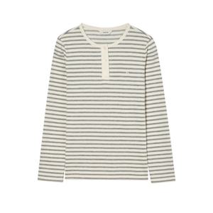 (+더블쿠폰 10%) 헤지스 여성 24FW 클리어런스 그레이 스트라이프 긴소매 티셔츠 HSTS4D907G2