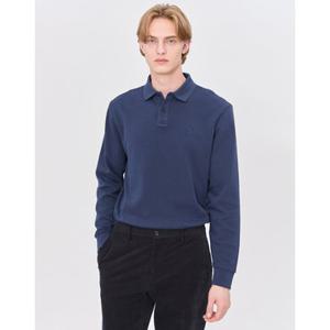 [TAG가 169000원]헤지스 남성 24FW 반값세일스테디셀러 라이트네이비 단색 면혼방 긴팔카라티셔츠 WHTS4D432N1