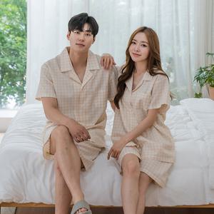 바풀 CA3S26015 커플잠옷 모달 코튼 홈웨어 여성 남성 파자마 상