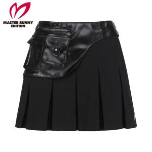 [마스터바니] 여성 탈착 레더 레이어 플리츠 큐롯 스커트