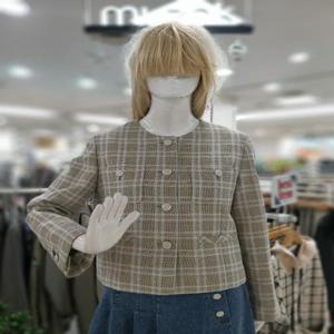 무자크 세이브존09 체크 숏 트위드 재킷 mo2wjk14