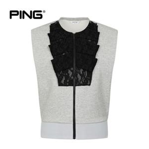 [PING] 여성 레이스 장식 점퍼 베스트