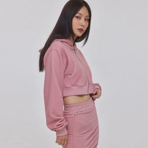 SKINNY RIB BLOCK ZIP-UP HOODIE_T326OT802(PK)