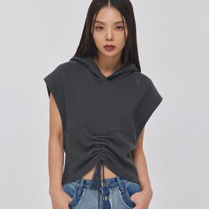 ADJUSTABLE DRAWSTRING HOODIE VEST_T326TP123(CG)