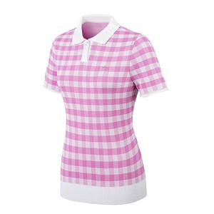 [엘르골프]여성 변형 체크 폴로형 반팔 스웨터 [6I43602]