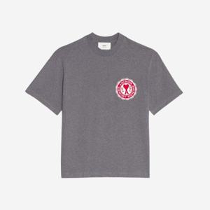 [아미]아미 패치 로고 반팔 티셔츠 헤더그레이 UTS011-717-055