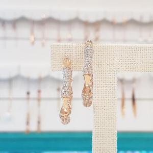 볼라레 세이브존01 핑크 대나무 큐빅 링 명품귀걸이 spe569