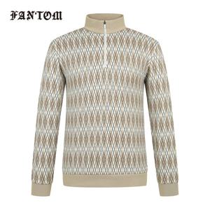 [팬텀] 남성 아가일 패턴 반집업 긴팔티셔츠
