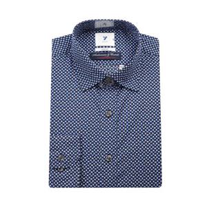 [예작(셔츠)]긴소매 슬림핏 스몰 코튼 프린트 YJESUA014-BL