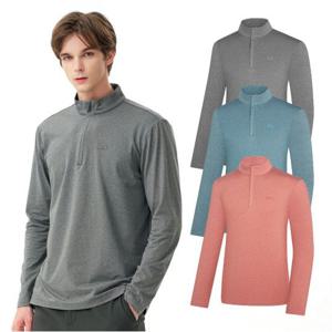 콜핑 스트라이프 배색 멜란지 남자 가을 집업 티셔츠