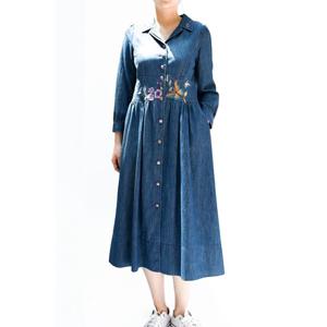 [비꼴리끄(여성)]헤지 데님 자수 원피스 B242DO2190