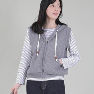 애비뉴투지 엄마옷 화이트 테이프 후드 봄가을 니트 조끼 V10435