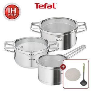 테팔 인덕션 스텐 노르디카 냄비3종(편수16+양수18/20)+냄비받침+에센셜 국자