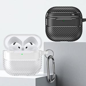 에어팟4세대 카본패턴 TPU 분리형 키링 케이스