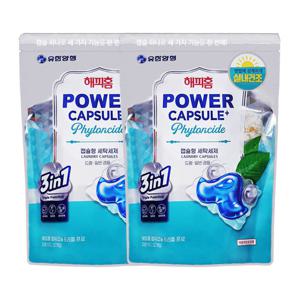 [유한락스]해피홈 파워캡슐 트리플 세탁세제 피톤치드 32입 x2