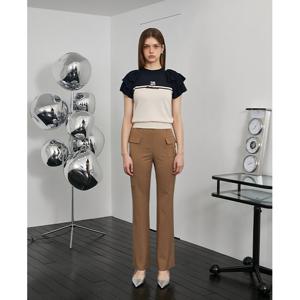 [에고이스트]프릴 소매 컬러블록 하이넥 풀오버(EQ3KH762)