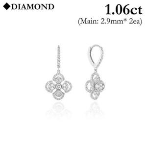 로이드 14K 튜더로즈 다이아몬드 더블레이어 원터치 드롭 귀걸이 LEF24015D