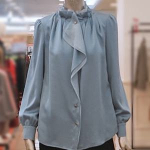 [미니멈]MYDGWB9870시스루 러플 하이넥 블라우스