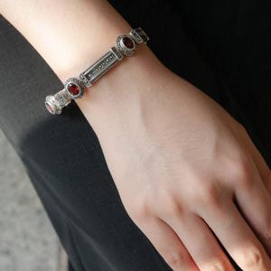 바이데이지 가넷 원석 마카사이트 실버 팔찌 Bl0308