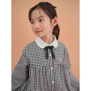 [TAG 119000원][빈폴키즈] 잔깅엄 셔츠형 원피스 & 빙키 헤어슈슈 SET 블랙 (BI5171G055)