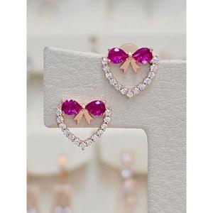 볼라레 세이브존03 볼라레 피에스타 루비리본 하트 은침귀걸이 AGSSS1691A