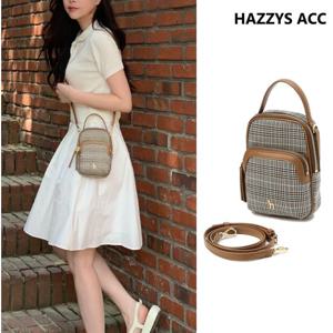 [헤지스/쇼핑백]브라운 체크 미니크로스백 HIWA5E431W2