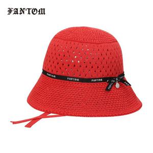 [팬텀] 여성 로고 리본 니트 버킷햇