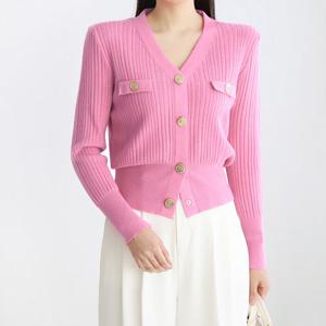 [한정수량] [모리스커밍홈] 금장버튼 브이넥 골지 가디건_M2503CD012A