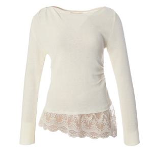 [페이지플린]라운드넥 레이스 배색 긴팔 티셔츠 (F5ATS500)