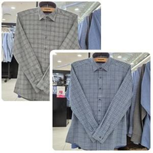 [레노마셔츠]슬림핏 /면100/체크 긴소매 셔츠 RLFSL0138 GY,BU_U