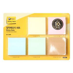 프린텍 스티키노트 점착메모지세트 7676-5M (5종 500매) 점착메모지 접착메모지 학생메모지 사무용메모지