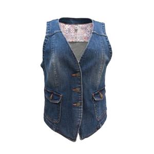 [비꼴리끄(여성)]자바라 V넥 데님 조끼 B252DV1010