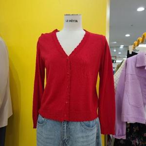 르피타 DP01 브이넥 도트무늬가디건 L252BKT559