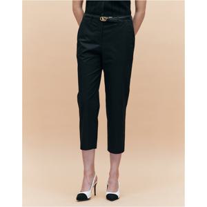 (+더블쿠폰 10%) 헤지스 여성 슬림핏블랙 밴딩 7부 치노 팬츠 HSPA5BC41BK