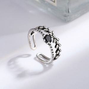 흑요석 레이어드 투라인 잎 반지 커플 예쁜 가족 학생