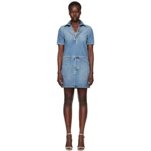 모스키노 원피스 블루 로렐 크라운 엠블럼 데님 미니 드레스 251720F052003