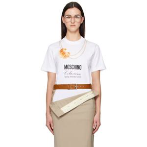 모스키노 티셔츠 화이트  브렉퍼스트 티셔츠 251720F110004