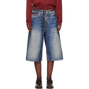 마틴로즈 반바지 블루 집업 데님 쇼츠 251892F088004