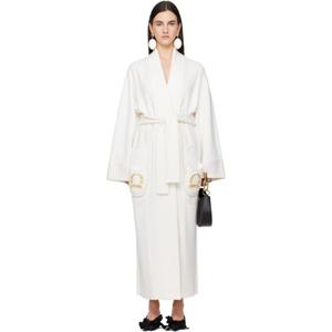 모스키노 원피스 오프 화이트 브렉퍼스트 롱 코트 251720F077000