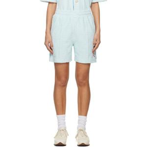 카사블랑카 반바지 블루 모노그램 타월링 쇼츠 251195F088001