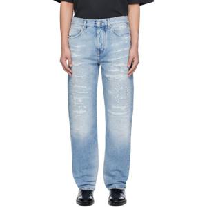 아미리 청바지 블루 MA 쿼드 리페어 스트레이트 데님 진 251886M186051