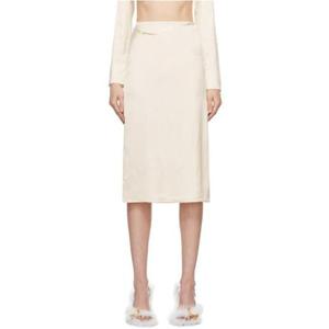 쟈크뮈스 스커트 오프 화이트 르 파피에 라 주프 노트 미디 스커트 241553F092006