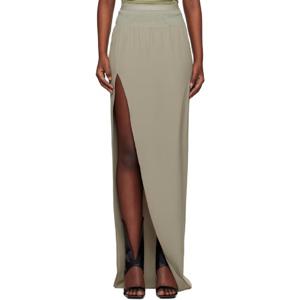 릭오웬스 롱스커트 그린 할리우드 코쿤 크레이프 맥시 스커트 251232F093033