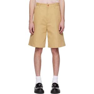 카사블랑카 반바지 탠 코튼 플리츠 쇼츠 251195M193019