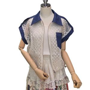 [포커스]데님 배색 레이스 집업 점퍼 (FM5D3JP3169)